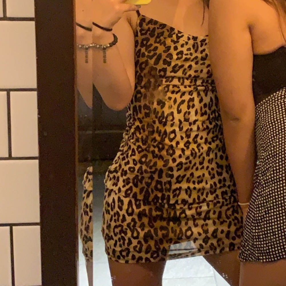 Animal printed cowl dress